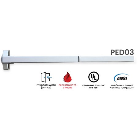 Premier Lock Heavy-Duty Fire Rated Grade 1 Panic Bar - Exit Device -  36-42" PED03